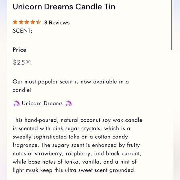 AMINNAH Skincare “Unicorn Dreams” Scented Candle Tin Aromatherapy Self Care - Picture 6 of 9